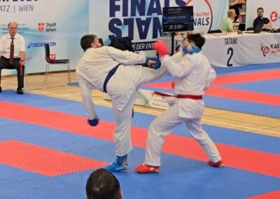 Kumite-Fußtechnik bei der Karate-Staatsmeisterschaft 2026 in Wien